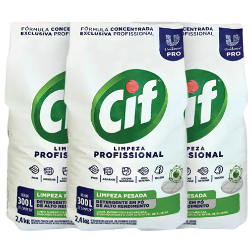 Sabão em Pó CIF Limpeza Profissional Sachê 2,4 Kg